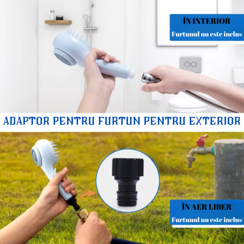 Cap de dus cu dispenser de sapun pentru Animale, Caini, Pisici, Functie Inchis/Deschis, Pentru Exterior sau Interior, Accesorii incluse, Masaj, Albastru, Ergonomic, FilSAB [9]