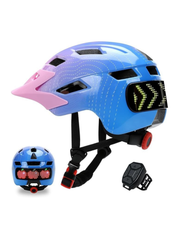 Casti protectie bicicleta - Casca de protectie bicicleta, cu afisaj LED si semnale de directie, pentru copii (baieti si fete), cu telecomanda wireless, captuseala EPS, Viziera de soare detasabila, Dimensiune reglabila