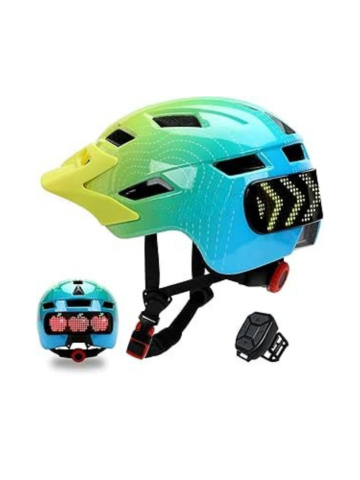 Casti protectie bicicleta - Casca de protectie bicicleta, cu afisaj LED si semnale de directie, pentru copii (baieti si fete), cu telecomanda wireless, captuseala EPS, Viziera de soare detasabila, Dimensiune reglabila