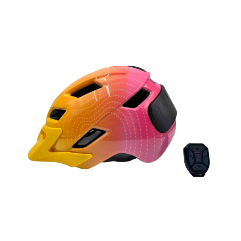 Casti protectie bicicleta - Casca de protectie bicicleta, cu afisaj LED si semnale de directie, pentru copii (baieti si fete), cu telecomanda wireless, captuseala EPS, Viziera de soare detasabila, Dimensiune reglabila, multe can