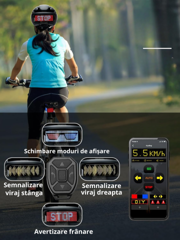 Casca de protectie bicicleta, inteligenta, programabila prin aplicatie cu afisaj LED si semnale de directie, pentru adulti si adolescenti, cu telecomanda wireless, captuseala EPS, dimensiune reglabila [4]