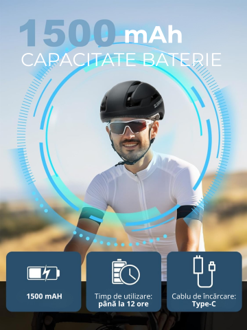 Casca de protectie bicicleta, inteligenta, programabila prin aplicatie cu afisaj LED si semnale de directie, pentru adulti si adolescenti, cu telecomanda wireless, captuseala EPS, dimensiune reglabila [2]