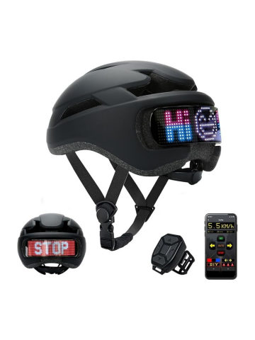 Casti protectie bicicleta - Casca de protectie bicicleta, inteligenta, programabila prin aplicatie cu afisaj LED si semnale de directie, pentru adulti si adolescenti, cu telecomanda wireless, captuseala EPS, dimensiune reglabila