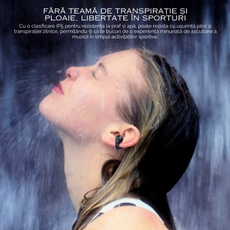 Casti Wireless, Clip-On, Open-Ear, Bluetooth 5.3, Afisaj Baterie LED, Control Tactil, Sunet HD, Anulare Zgomot, Microfon, Rezistente la Umiditate, Waterproof IPX5, Compatibile cu iOS, Android, Windws, [5]