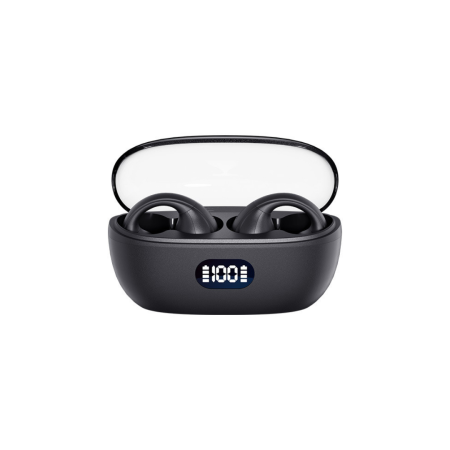 Casti Wireless - Casti Wireless, Clip-On, Open-Ear, Bluetooth 5.3, Afisaj Baterie LED, Control Tactil, Sunet HD, Anulare Zgomot, Microfon, Rezistente la Umiditate, Waterproof IPX5, Compatibile cu iOS, Android, Windws,