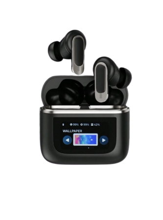 Casti Wireless - Casti Wireless, Smart Case cu Touch Screen, Noise Cancelling 360°, Microfon HD, Casca Control Tactil, Compatibil cu orice aparat Bluetooth 5.3, Negru, FilSAB