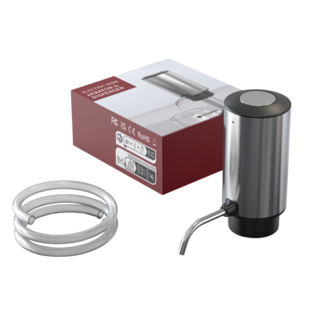 Tirbusoane si dopuri - Decantor cu Aerator de Vin, Electric Reincarcabil USB, Inox, Buton Pornire-Oprire, FilSAB