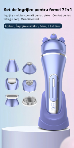 Epilator electric 7 in 1 pentru femei, aparat de ras electric dama, rasier electric feminin, trimmer intim bikini femei, epilator zona intima, axile si picioare, aparat epilat electric, rezistent la a [7]