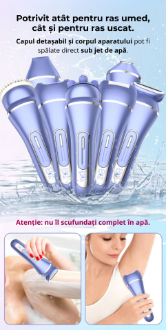 Epilator electric 7 in 1 pentru femei, aparat de ras electric dama, rasier electric feminin, trimmer intim bikini femei, epilator zona intima, axile si picioare, aparat epilat electric, rezistent la a [8]