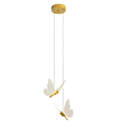 Lustre si pendule - Lustra LED, Suspendata, Pendul, 2 Surse de Lumina, Design in forma de Fluture, Dimabila, 3 Tipuri de Lumina, Calda, Neutra si Rece, Potrivit pentru Dormitor, Bucatarie, Hol, Living, Camera Copii, Rest