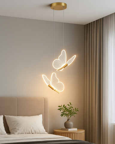 Lustra LED, Suspendata, Pendul, 2 Surse de Lumina, Design in forma de Fluture, Dimabila, 3 Tipuri de Lumina, Calda, Neutra si Rece, Potrivit pentru Dormitor, Bucatarie, Hol, Living, Camera Copii, Rest [13]