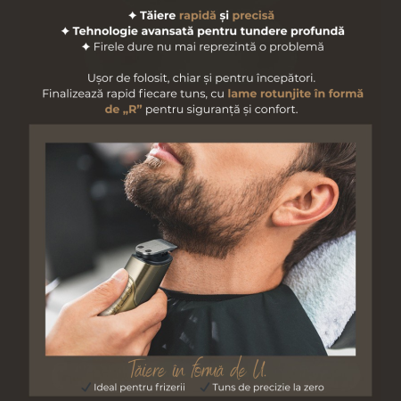 Masina de Tuns Electrica Profesionala 5 in 1, Aparat de Ras, Design Vintage, Ingrijire Barba-Mustata-Par Nazal-Corp, Baza de Incarcare, Afisaj LED, cu Stand de Incarcare Magnetic, 4 Piepteni Ghidare,  [1]