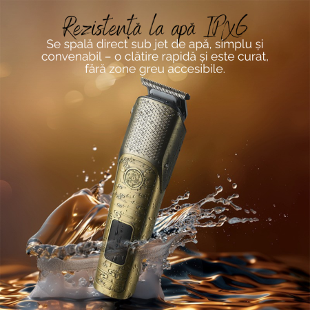 Masina de Tuns Electrica Profesionala 5 in 1, Aparat de Ras, Design Vintage, Ingrijire Barba-Mustata-Par Nazal-Corp, Baza de Incarcare, Afisaj LED, cu Stand de Incarcare Magnetic, 4 Piepteni Ghidare,  [2]