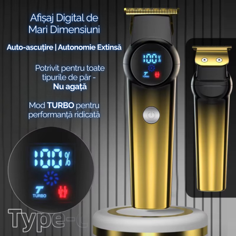 Masina de tuns electrica profesionala cu afisaj digital, aparat de ras si tuns, motor brushless puternic, lame din aliaj de titan, ideala pentru frizerii si uz casnic, 6 Piepteni Ajustabili, Display L [8]