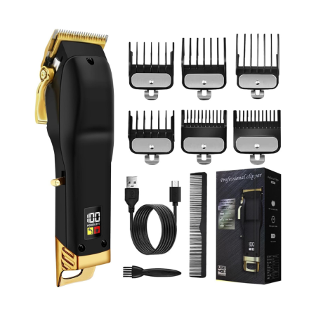 Aparate de tuns - Masina de Tuns Profesionala fara Fir pentru Barbati, 7200 RPM Motor Puternic, Aparat Tuns Par si Barba cu Lame din Otel Inoxidabil, 6 Piepteni Ajustabili, Afisaj Display LED, Autonomie mare 180 Minute