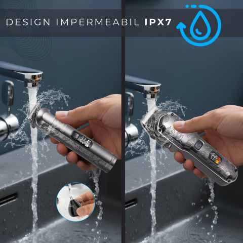 Masina de tuns si aparat de ras, profesionala, trimmer cu lama T pentru par/barba/par corporal/nas, acumulator, afisaj LED, set, rezistent la apa, retro, negru, FilSAB [3]