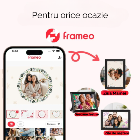 Rama foto digitala WiFi, 10.1 inch, Poze/Video, Ecran LED, aplicata Frameo, Memorie 32 GB, Ecran tactil, 1280*800 HD IPS, Slot USB, Card SD, Difuzor, Smart, Negru, FILSAB [6]