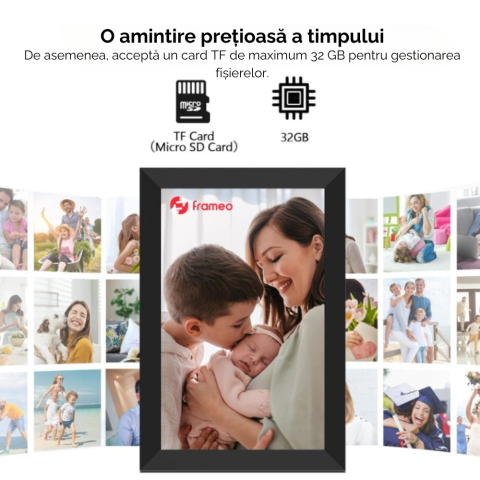 Rama foto digitala WiFi, 10.1 inch, Poze/Video, Ecran LED, aplicata Frameo, Memorie 32 GB, Ecran tactil, 1280*800 HD IPS, Slot USB, Card SD, Difuzor, Smart, Negru, FILSAB [7]