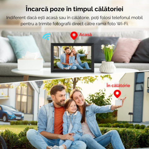 Rama foto digitala WiFi, 10.1 inch, Poze/Video, Ecran LED, aplicata Frameo, Memorie 32 GB, Ecran tactil, 1280*800 HD IPS, Slot USB, Card SD, Difuzor, Smart, Negru, FILSAB [5]