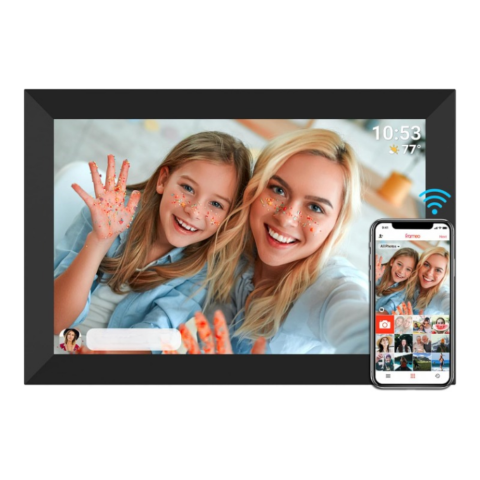 Rame foto digitale - Rama foto digitala WiFi, 10.1 inch, Poze/Video, Ecran LED, aplicata Frameo, Memorie 32 GB, Ecran tactil, 1280*800 HD IPS, Slot USB, Card SD, Difuzor, Smart, Negru, FILSAB