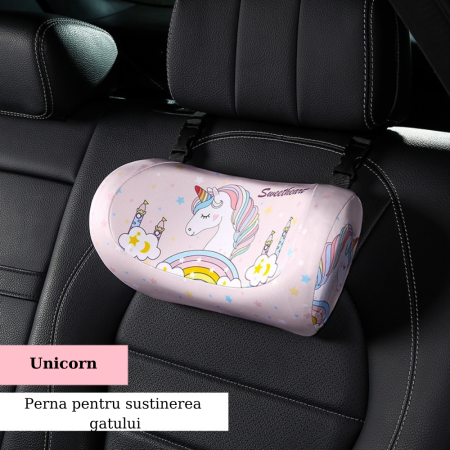 Suport Ergonomic tip Tetiera cu Perna Pentru Sustinerea Gatului Copii si Adulti, Protecite pentru Gat, Cap si Coloana Cervicala, cu Spuma de Memorie, Reglabil pe Ambele Parti, Roz, FilSAB [3]