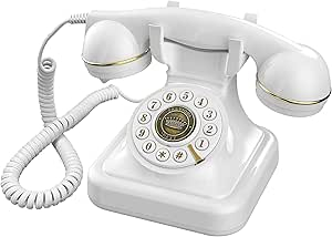 Telefoane cu fir - Telefon Audio Guestbook Retro – Inregistrare Mesaje Personalizate pentru Nunta, Petreceri sau Aniversari, Alb, FilSAB