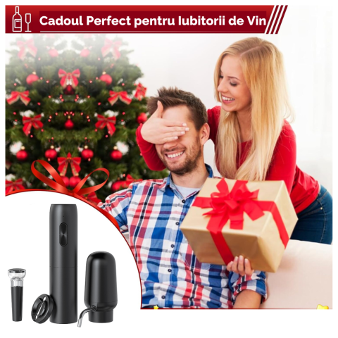 Tirbuson electric automat pentru vin, reincarcabil, Set 4 in 1, aerator si dozator de vin electric, accesoriu taiat sigiliu sticla, dop sticla vin cu pompa vid pentru a scoate aerul, functie inainte-i [6]