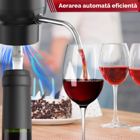 Tirbuson electric automat pentru vin, reincarcabil, Set 4 in 1, aerator si dozator de vin electric, accesoriu taiat sigiliu sticla, dop sticla vin cu pompa vid pentru a scoate aerul, functie inainte-i [5]