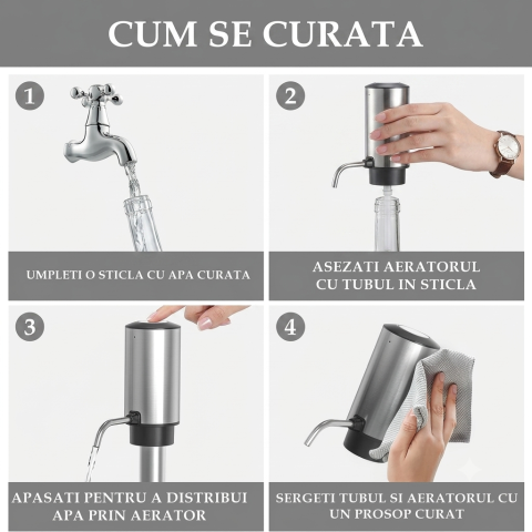 Tirbuson electric automat, reincarcabil, Set 4 in 1, aerator si dozator de vin electric, accesoriu taiat sigiliu sticla, dop sticla vin cu pompa vid pentru a scoate aerul, functie inainte-inapoi, One- [9]