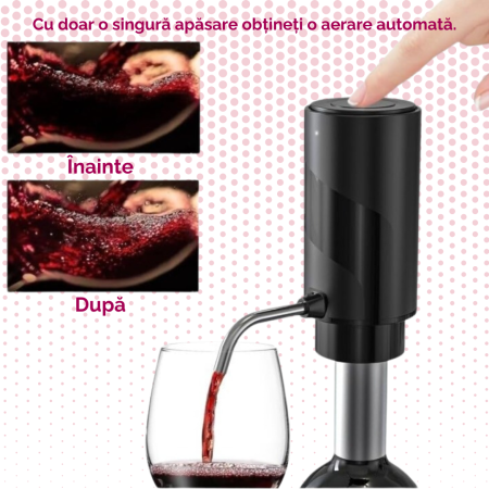 Tirbuson electric automat, reincarcabil, Set 4 in 1, aerator si dozator de vin electric, accesoriu taiat sigiliu sticla, dop sticla vin cu pompa vid pentru a scoate aerul, functie inainte-inapoi, One- [3]