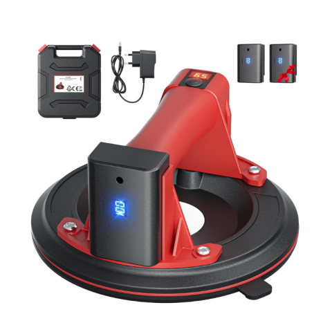 Accesorii gresie si faianta - Ventuza Electrica Profesionala, Reincarcabila, Baterie 2400mAh, Afisaj digital, Vacum cu afisaj LED, pentru ridicat materiale grele, sticla, usi, geamuri, placi ceramice, marmura, gresie, Rosu/Negru,