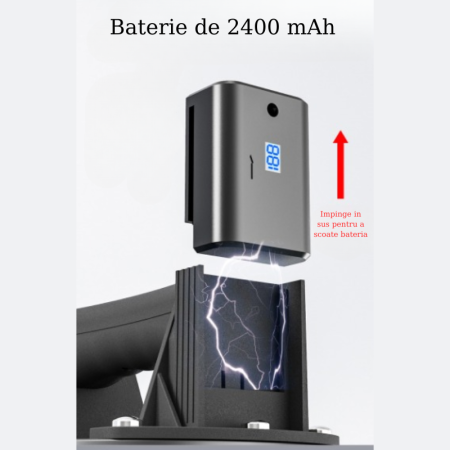 Ventuza Electrica Profesionala, Reincarcabila, Baterie 2400mAh, Afisaj digital, Vacum cu afisaj LED, pentru ridicat materiale grele, sticla, usi, geamuri, placi ceramice, marmura, gresie, Rosu/Negru,  [5]