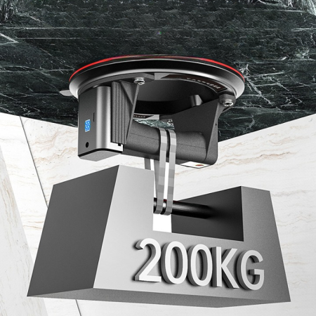 Ventuza Electrica Profesionala, Reincarcabila, Baterie 2400mAh, Afisaj digital, Vacum cu afisaj LED, pentru ridicat materiale grele, sticla, usi, geamuri, placi ceramice, marmura, gresie, Rosu/Negru,  [6]