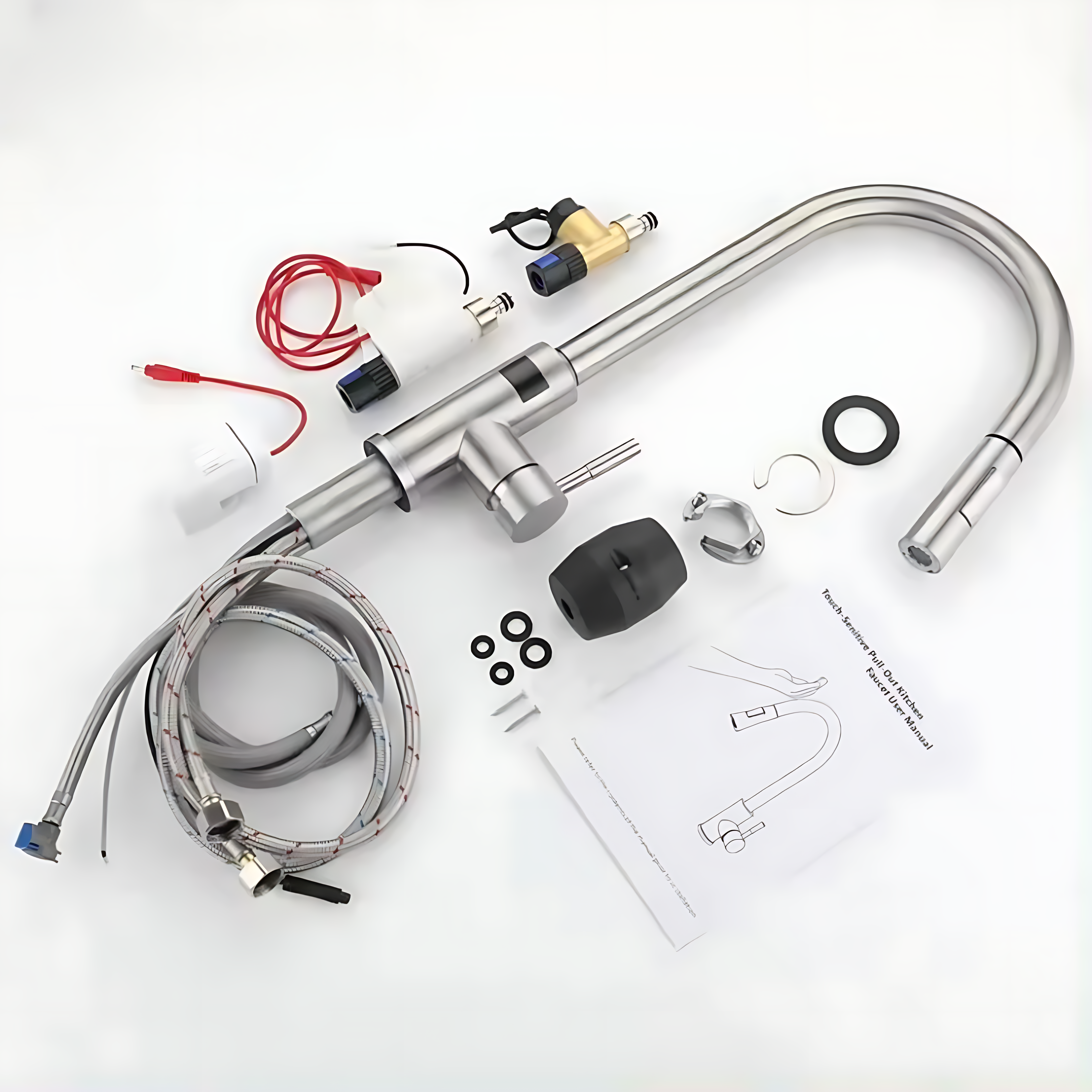 Baterie Bucatarie Gri - INOX, Profesionala, Afisaj Digital LED Remperatura, Senzor de Pornire la Atingere (touch control), Rotire 360°, Dus Extractibil si Pivotant, 2 Functii de Curgere a Apei, Silent [5]