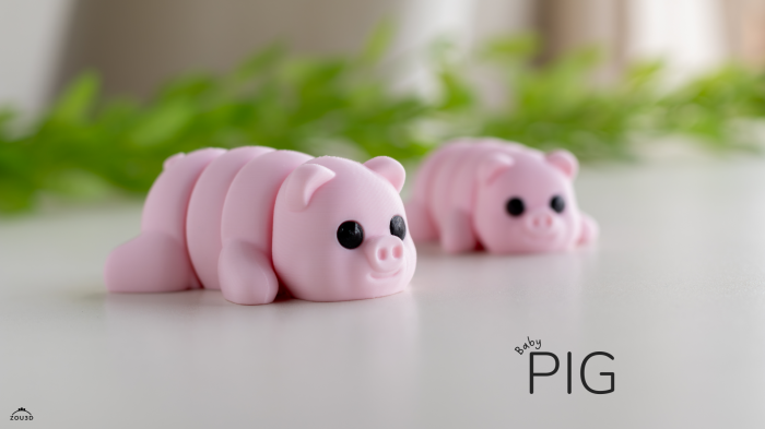 Figurină Articulată "Baby Pig" Imprimată 3D | Jucărie Flexi Antistres | Decor Birou Drăgălaș [4]