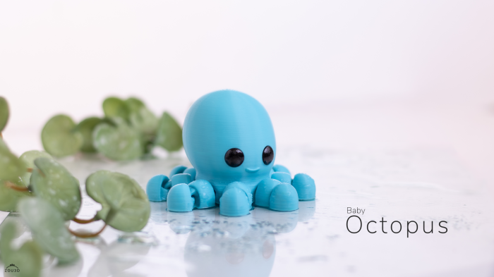 Figurină Articulată "Baby Octopus" Imprimată 3D | Caracatiță Flexi Fidget | Jucărie Antistres Acvatică [3]