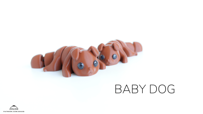 Figurină Articulată "Baby Dog" Imprimată 3D | Cățeluș Flexibil Antistres | Jucărie Fidget Drăgălașă [1]