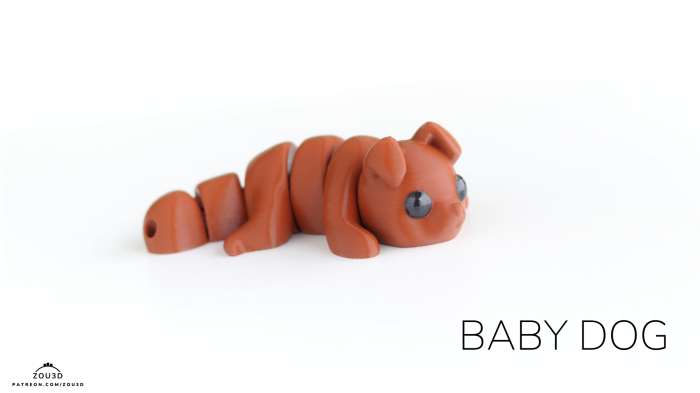 Figurină Articulată "Baby Dog" Imprimată 3D | Cățeluș Flexibil Antistres | Jucărie Fidget Drăgălașă [2]