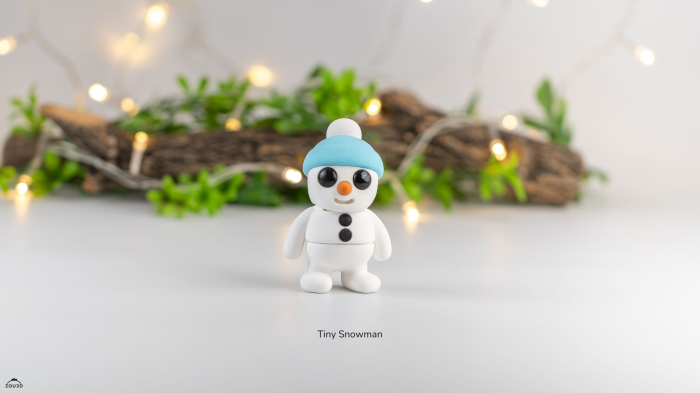 Figurină Articulată "Tiny Snowman" Imprimată 3D | Om de Zăpadă Bebe Decorativ | Cadou Iarnă & Crăciun [3]