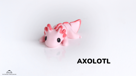 Figurină Articulată "Baby Axolotl" Imprimată 3D | Jucărie Flexi Antistres Axolotl Roz | Decor Acvatic [1]