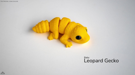 Figurină Articulată "Baby Leopard Gecko" Imprimată 3D | Gecko Flexi Fidget Galben | Decor Reptilă [1]