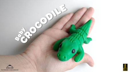 Figurină Articulată "Baby Crocodile" Imprimată 3D | Crocodil Flexi Fidget Verde | Jucărie Antistres Reptilă [1]