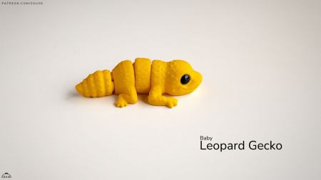 Artipets - Figurină Articulată "Baby Leopard Gecko" Imprimată 3D | Gecko Flexi Fidget Galben | Decor Reptilă