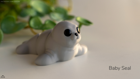 Figurină Articulată "Baby Seal" Imprimată 3D | Focă Flexi Fidget Gri | Decor Acvatic Drăgălaș [2]