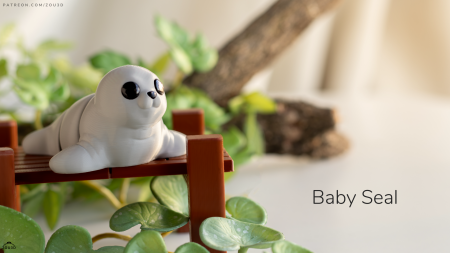 Artipets - Figurină Articulată "Baby Seal" Imprimată 3D | Focă Flexi Fidget Gri | Decor Acvatic Drăgălaș