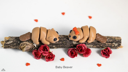 Figurină Articulată "Baby Beaver" Imprimată 3D | Castor Flexi Fidget | Jucărie Antistres Maro [1]