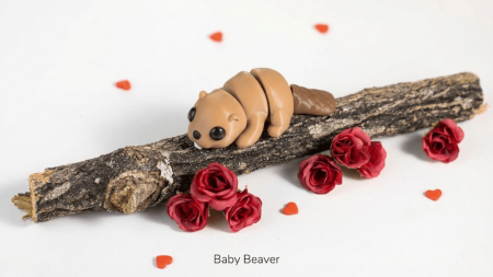 Artipets - Figurină Articulată "Baby Beaver" Imprimată 3D | Castor Flexi Fidget | Jucărie Antistres Maro