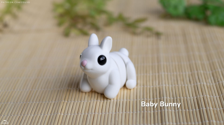Artipets - Figurină Articulată "Baby Bunny" Imprimată 3D | Iepuraș Flexi Fidget Alb | Jucărie Antistres Drăgălașă