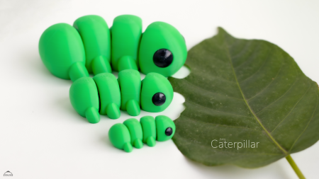 Figurină Articulată "Baby Caterpillar" Imprimată 3D | Omidă Flexibilă Antistres | Jucărie Fidget Verde [1]