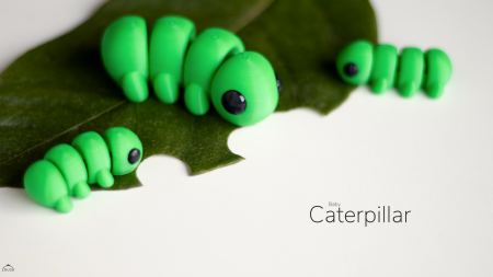 Figurină Articulată "Baby Caterpillar" Imprimată 3D | Omidă Flexibilă Antistres | Jucărie Fidget Verde [2]